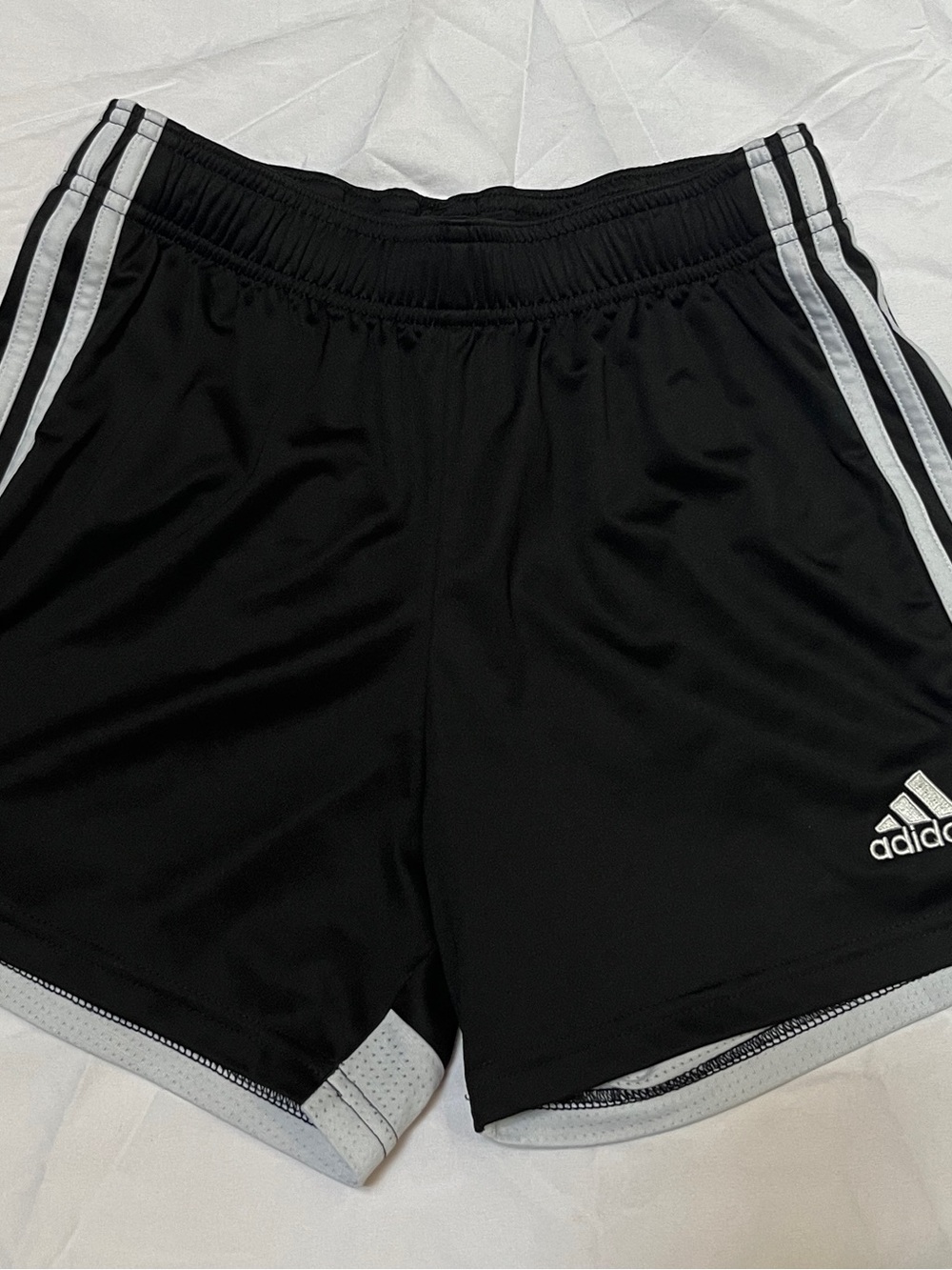 adidas Black Athletic Shorts with White Stripe Accents